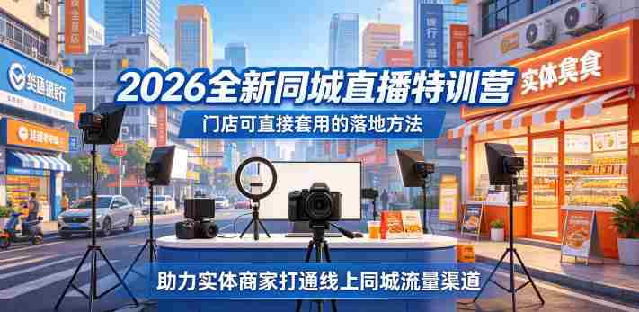 2026全新同城直播特训营，门店可直接套用的落地方法，助力实体商家打通线上同城流量渠道-副业部