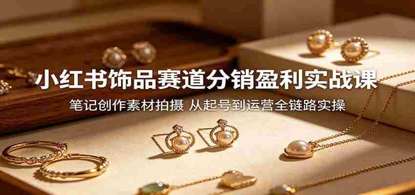 小红书饰品赛道分销盈利实战课：笔记创作素材拍摄，从起号到运营全链路实操-副业部