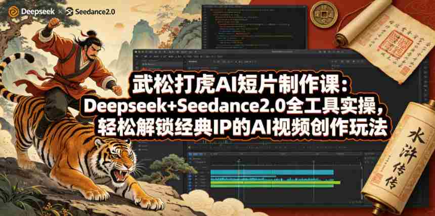 武松打虎AI短片制作课：Deepseek+Seedance2.0全工具实操，轻松解锁经典IP的AI视频创作玩法-副业部