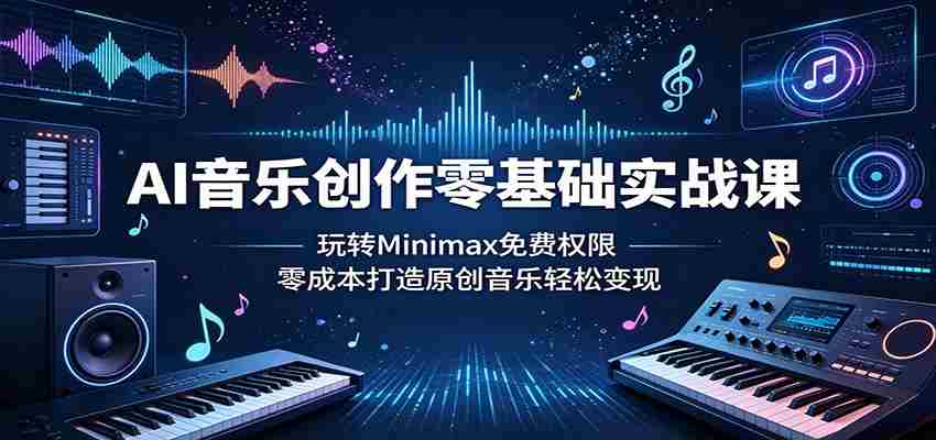 AI音乐创作零基础实战课：玩转Minimax免费权限，零成本打造原创音乐轻松变现-副业部