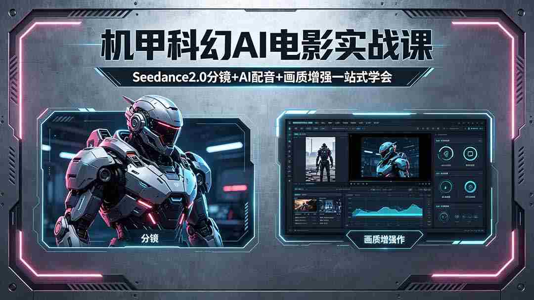 （18303期）机甲科幻 AI 电影实战课，Seedance2.0 分镜 + AI 配音 + 画质增强一站式学会-副业部