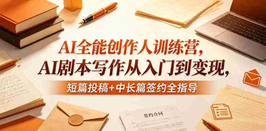 AI全能创作人训练营，AI剧本写作从入门到变现，短篇投稿+中长篇签约全指导-副业部