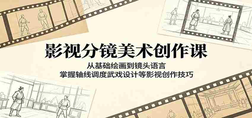 影视分镜美术创作课：从基础绘画到镜头语言，掌握轴线调度武戏设计等影视创作技巧-副业部