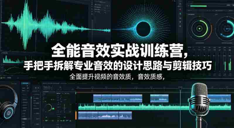 全能音效实战训练营,手把手拆解专业音效的设计思路与剪辑技巧,全面提升视频的音效质感-副业部