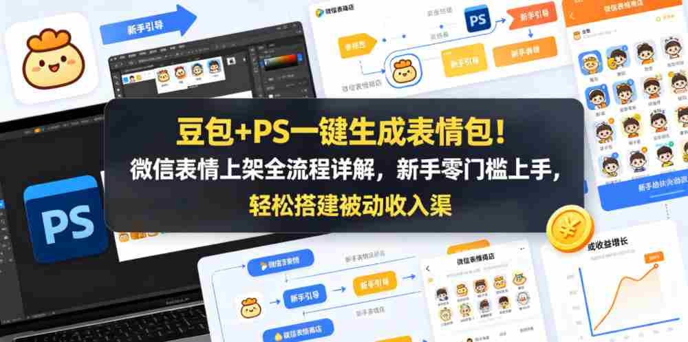 豆包+PS一键生成表情包！微信表情上架全流程详解，新手零门槛上手，轻松搭建被动收入渠道-副业部