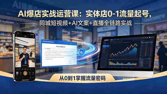 （18451期）AI爆店实战运营课：实体店0-1流量起号，同城短视频+AI文案+直播全链路实战-副业部