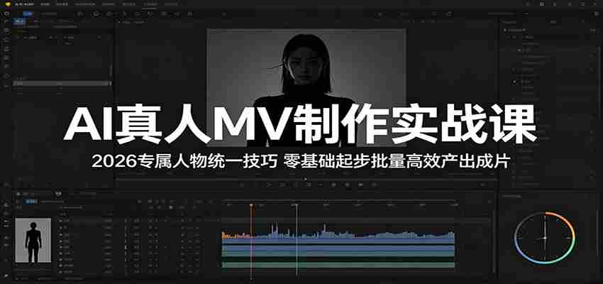 AI真人MV制作实战课：2026专属人物统一技巧，零基础起步批量高效产出成片-副业部