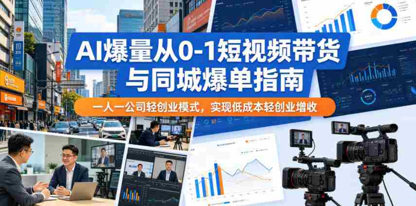 AI爆量从0-1短视频带货与同城爆单指南，一人一公司轻创业模式，实现低成本轻创业增收-副业部