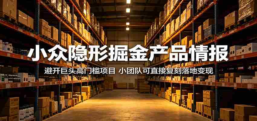 小众隐形掘金产品情报：避开巨头高门槛项目，小团队可直接复刻落地变现-副业部