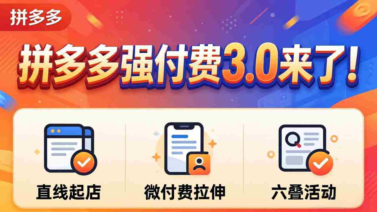 （18284期）拼多多强付费3.0来了（更新4月）直线起店+微付费拉伸+六叠活动，稳定起店破解流量瓶颈-副业部