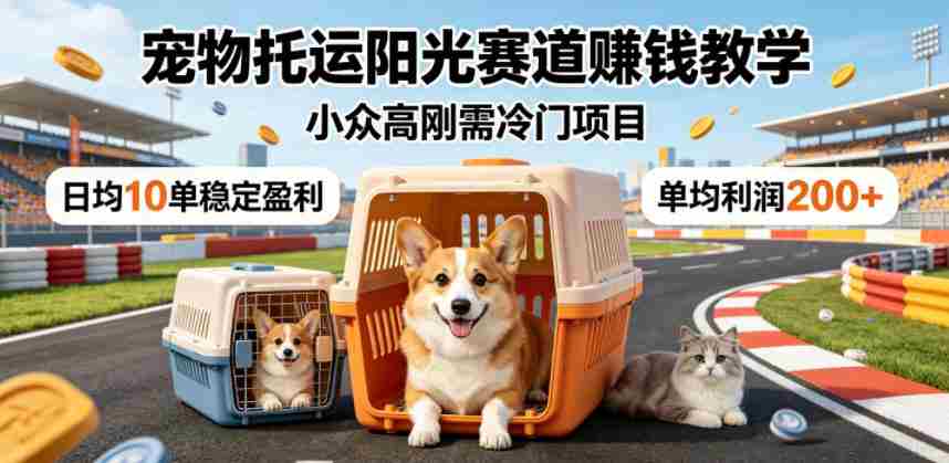 宠物托运阳光赛道賺钱教学，小众高刚需冷门项目，日均10单稳定盈利，单均利润200+-副业部