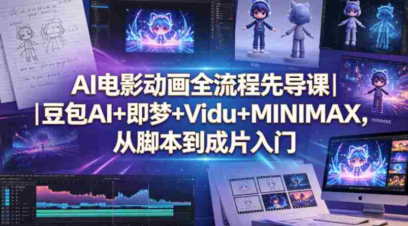 AI电影动画全流程先导课｜豆包AI+即梦+Vidu+MINIMAX，从脚本到成片入门-副业部