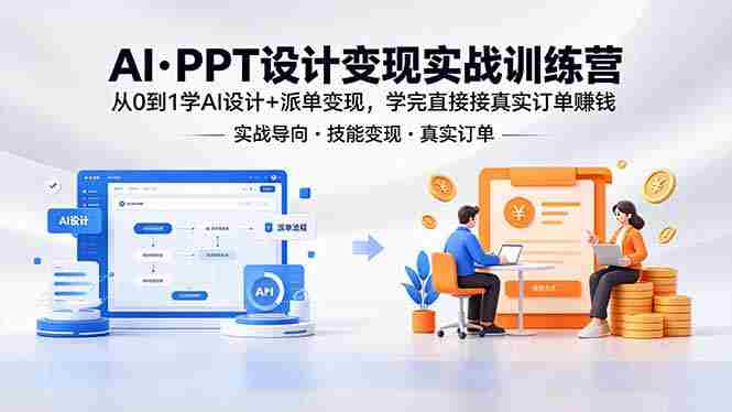 （18458期）AI·PPT设计变现实战训练营，从0到1学AI设计+派单变现，学完直接接真实订单赚钱-副业部