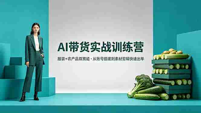 （18355期）AI带货实战训练营，服装+农产品双赛道，从账号搭建到素材剪辑快速出单-副业部