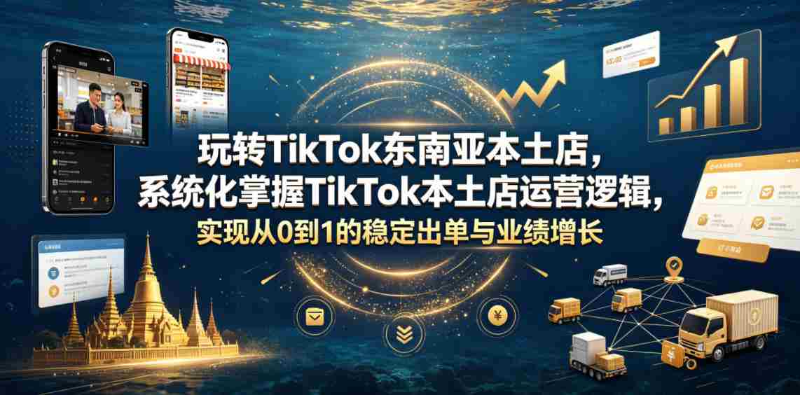 玩转TikTok东南亚本土店，系统化掌握TikTok本土店运营逻辑，实现从0到1的稳定出单与业绩增长-副业部