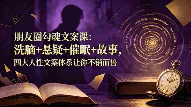 （19054期）朋友圈勾魂文案课：洗脑+悬疑+催眠+故事，四大人性文案体系让你不销而售-副业部