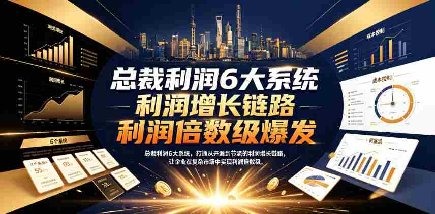 总裁利润6大系统,打通从开源到节流的利润增长链路,让企业在复杂市场中实现利润倍数级爆发