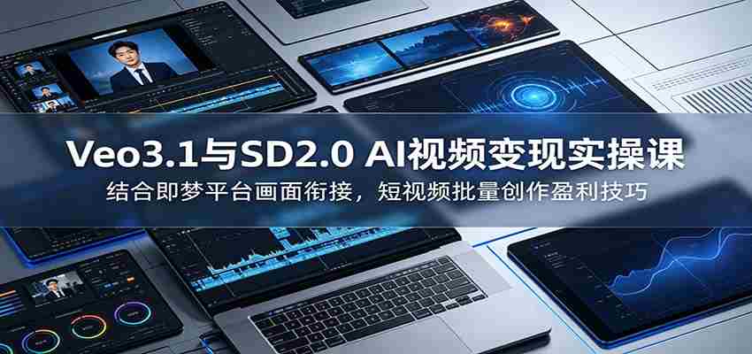 Veo3.1与SD2.0 AI视频变现实操课课：结合即梦平台画面衔接，短视频批量创作盈利技巧-副业部