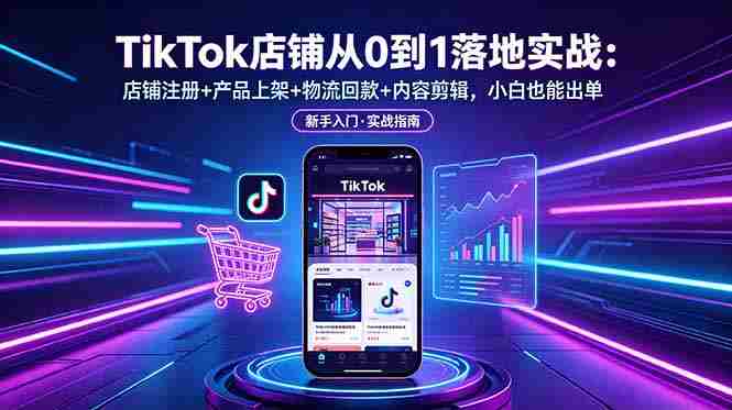 （18862期）TikTok店铺从0到1落地实战：店铺注册+产品上架+物流回款+内容剪辑，小白也能出单-副业部