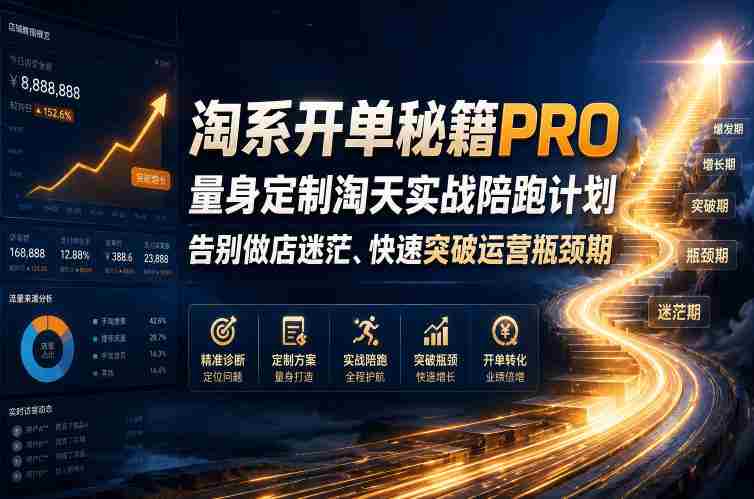 淘系开单秘籍PRO，量身定制淘天实战陪跑计划，告别做店迷茫、快速突破运营瓶颈期（2026年6月11）-副业部
