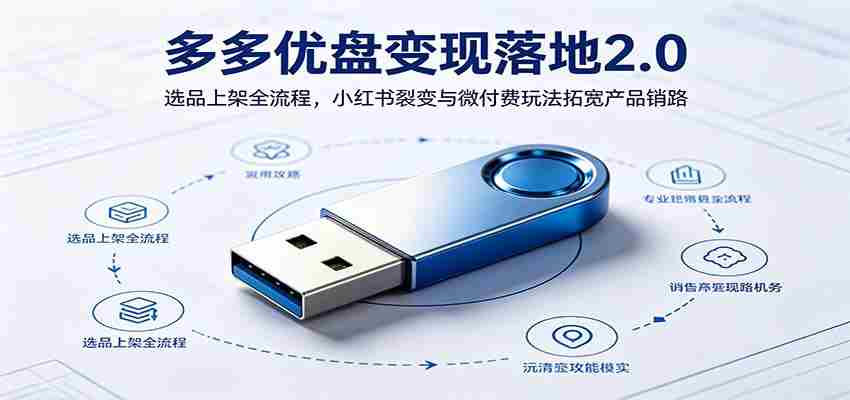 多多优盘变现落地2.0：选品上架全流程，小红书裂变与微付费玩法拓宽产品销路-副业部