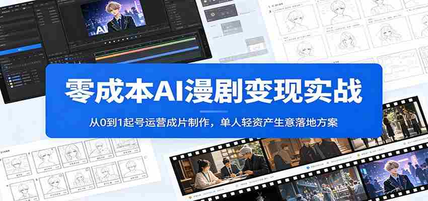 零成本AI漫剧变现实战：从0到1起号运营成片制作，单人轻资产生意落地方案-副业部