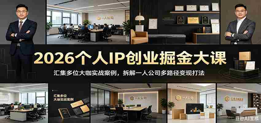 2026个人IP创业掘金大课:汇集多位大咖实战案例,拆解一人公司多路径变现打法-副业部