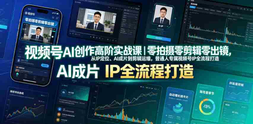 视频号AI创作高阶实战课｜零拍摄零剪辑零出镜，从IP定位、AI成片到剪辑运维，普通人专属视频号IP全流程打造-副业部