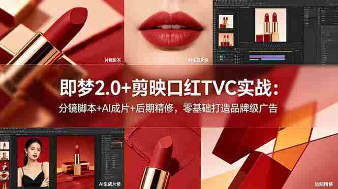 （18729期）即梦2.0+剪映口红TVC实战：分镜脚本+AI成片+后期精修，零基础打造品牌级广告-副业部