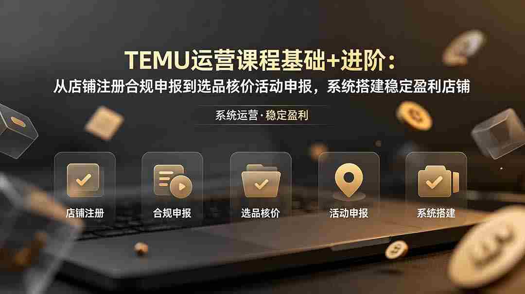 （19081期）TEMU运营课程（基础+进阶）：从店铺注册合规申报到选品核价活动申报，系统搭建稳定盈利店铺-副业部