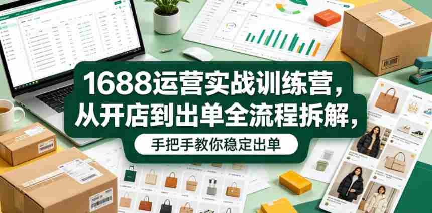 1688运营实战训练营，从开店到出单全流程拆解，手把手教你稳定出单-副业部