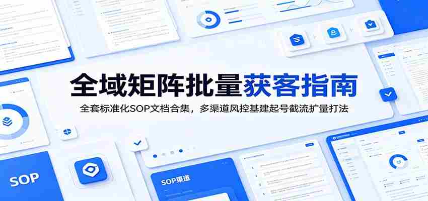 全域矩阵批量获客指南：全套标准化SOP文档合集，多渠道风控基建起号截流扩量打法-副业部
