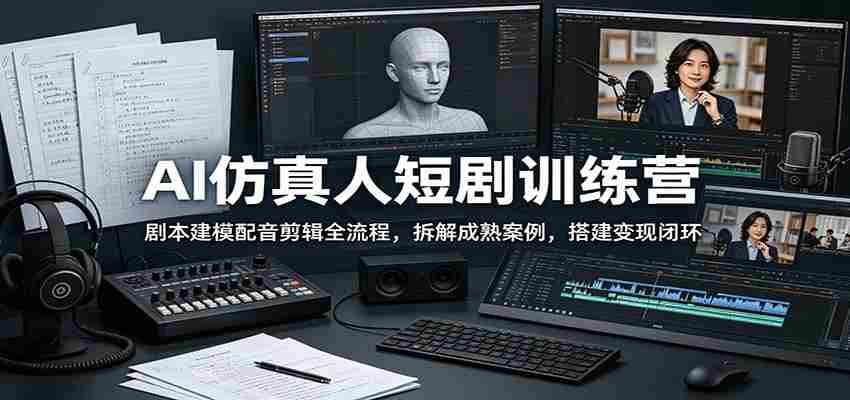 AI仿真人短剧训练营：剧本建模配音剪辑全流程，拆解成熟案例，搭建变现闭环-副业部