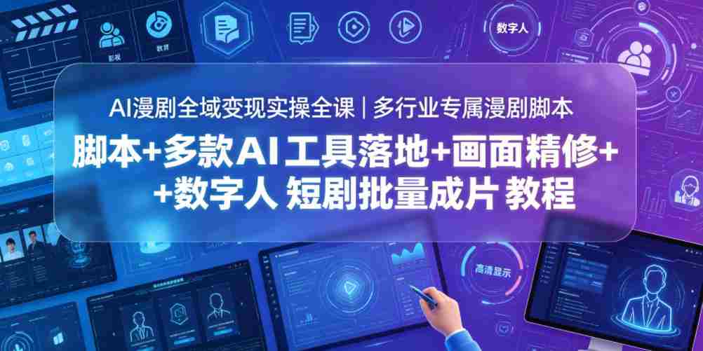 AI漫剧全域变现实操全课｜多行业专属漫剧脚本+多款AI工具落地+画面精修+数字人短剧批量成片全教程-副业部