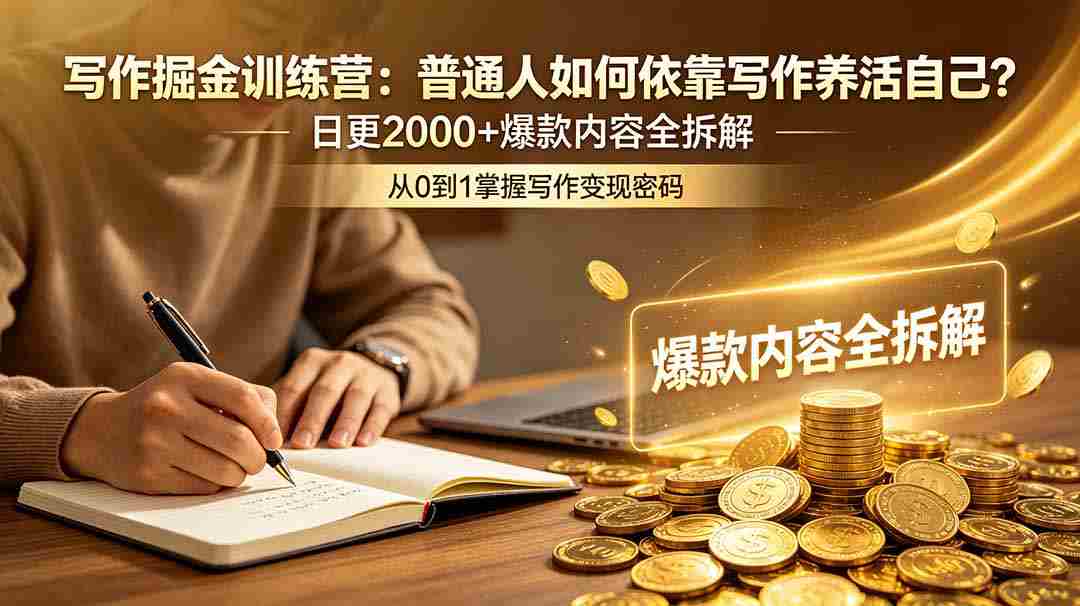 （18901期）写作掘金训练营：普通人如何依靠写作养活自己？日更2000+爆款内容全拆解-副业部
