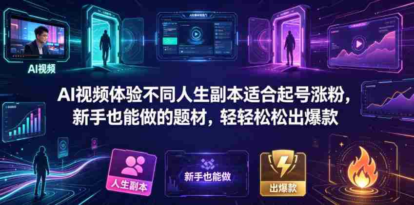 AI视频体验不同人生副本适合起号涨粉，新手也能做的题材，轻轻松松出爆款-副业部