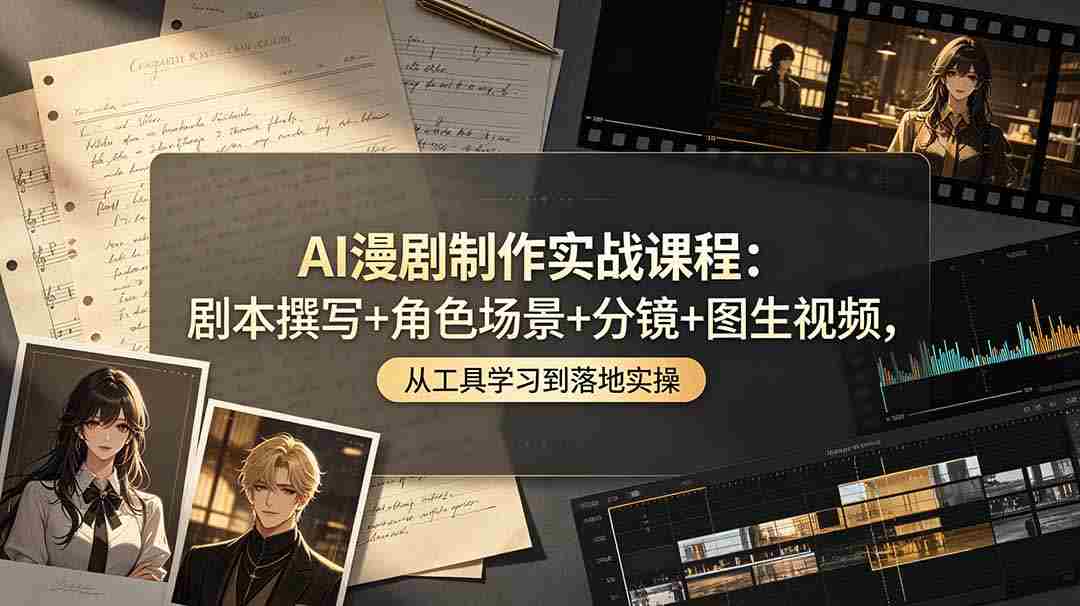 （19020期）AI漫剧制作实战课程：剧本撰写+角色场景+分镜+图生视频，从工具学习到落地实操-副业部