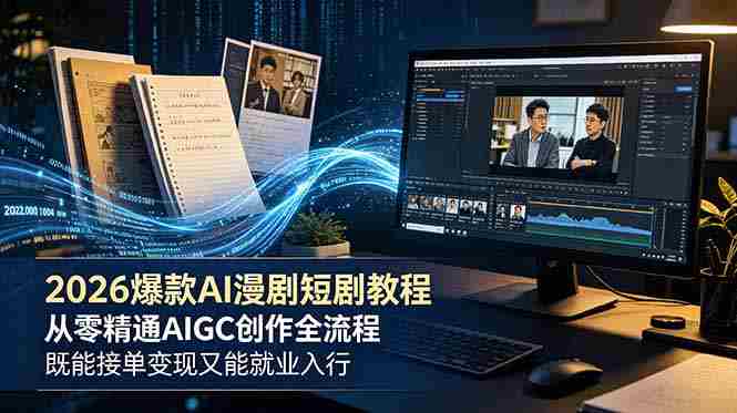 （18980期）2026 爆款 AI 漫剧短剧教程 从零精通 AIGC 创作全流程 既能接单变现又能就业入行-副业部