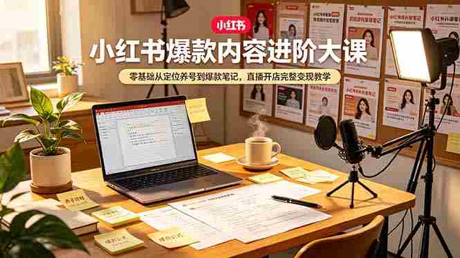 （19118期）小红书爆款内容进阶大课，零基础从定位养号到爆款笔记，直播开店完整变现教学-副业部