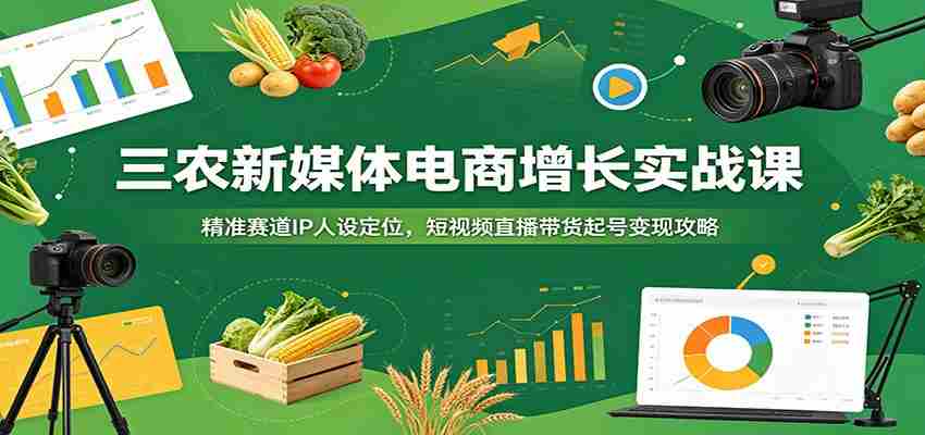 三农新媒体电商增长实战课:精准赛道IP人设定位,短视频直播带货起号变现攻略-副业部