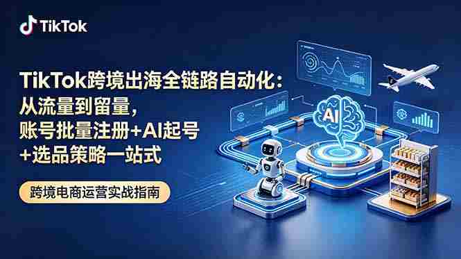 （18907期）TikTok跨境出海全链路自动化：从流量到留量，账号批量注册+AI起号+选品策略一站式-副业部