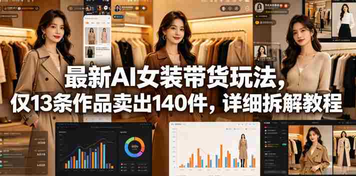 最新AI女装带货玩法，仅13条作品卖出140件，详细拆解教程-副业部