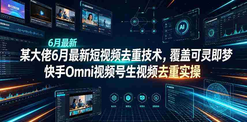 某大佬6月最新短视频去重技术，覆盖可灵即梦快手Omni视频号生视频去重实操-副业部