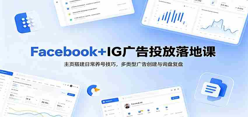 Facebook+IG广告投放落地课:主页搭建日常养号技巧,多类型广告创建与询盘复盘-副业部