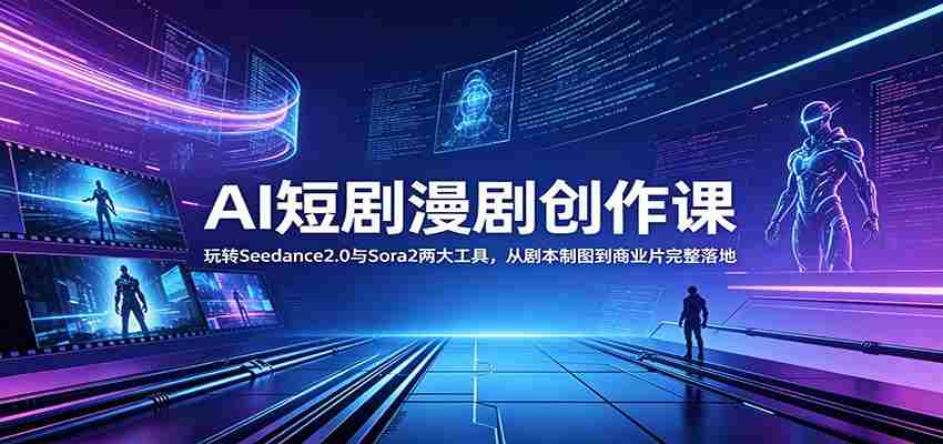 AI短剧漫剧创作课：玩转Seedance2.0与 Sora2两大工具，从剧本制图到商业片完整落地-副业部