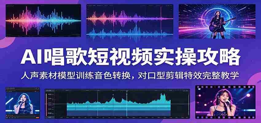 AI唱歌短视频实操攻略：人声素材模型训练音色转换，对口型剪辑特效完整教学-副业部