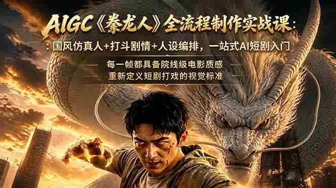 （18849期）AIGC《豢龙人》全流程制作实战课：国风仿真人+打斗剧情+人设编排，一站式AI短剧入门-副业部