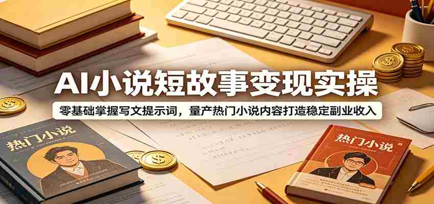 AI小说短故事变现实操：零基础掌握写文提示词，量产热门小说内容打造稳定副业收入-副业部