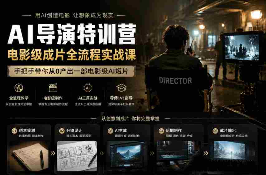 AI导演特训营，电影级成片全流程实战课，手把手带你从0产出一部电影级AI短片-副业部