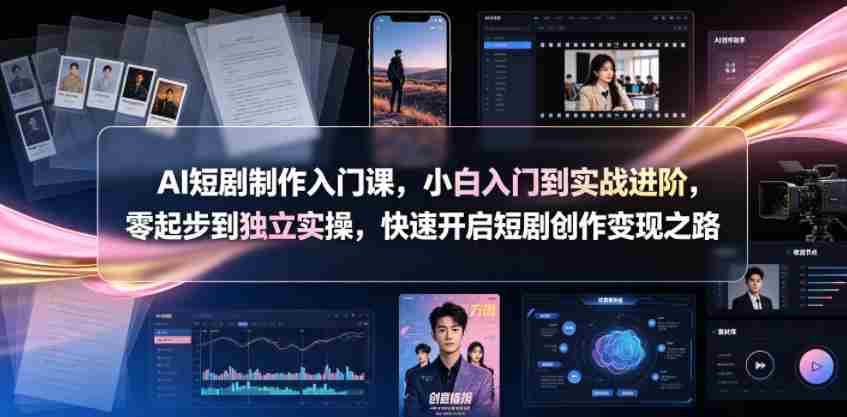 AI短剧制作入门课，小白入门到实战进阶，零起步到独立实操，快速开启短剧创作变现之路-副业部